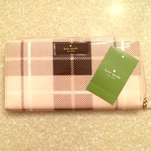 New Kate Spade pink plaid wallet